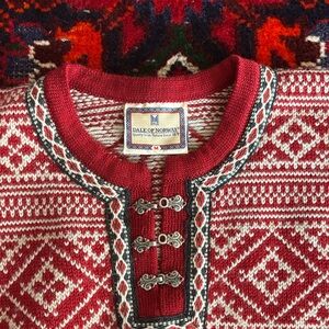 Dale of Norway Red and White Women's Crewneck Sweater